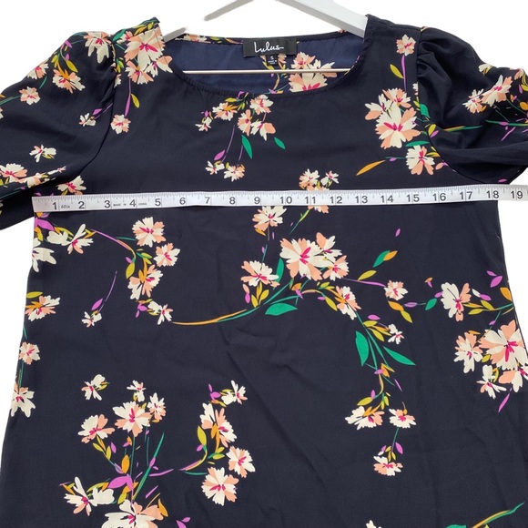 Lulus Herbaceous Babe Navy Floral Long Sleeved Shift Dress Women’s Size Small - Picture 9 of 16